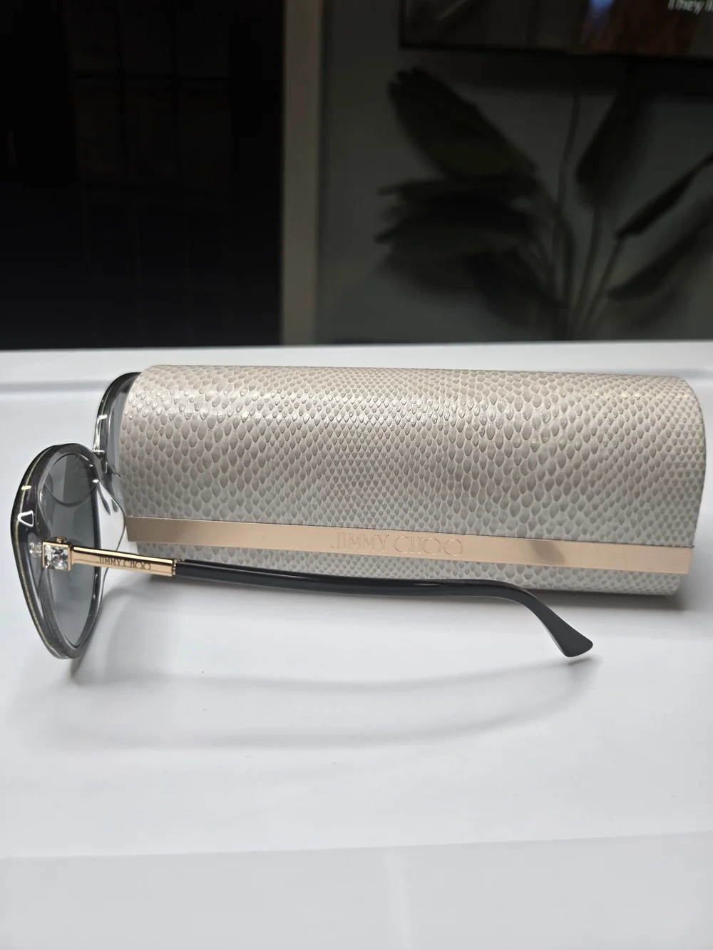Jimmy Choo Beige Textured Sunglasses Case